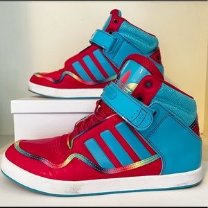 Adidas 2012 Retro Throwback Hightops Hot pink/teal Womens Size 10